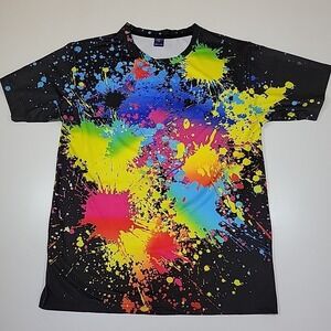 Active Shirt Adult Small Black Pink Yellow Color Blast Athletic Short Sleeve